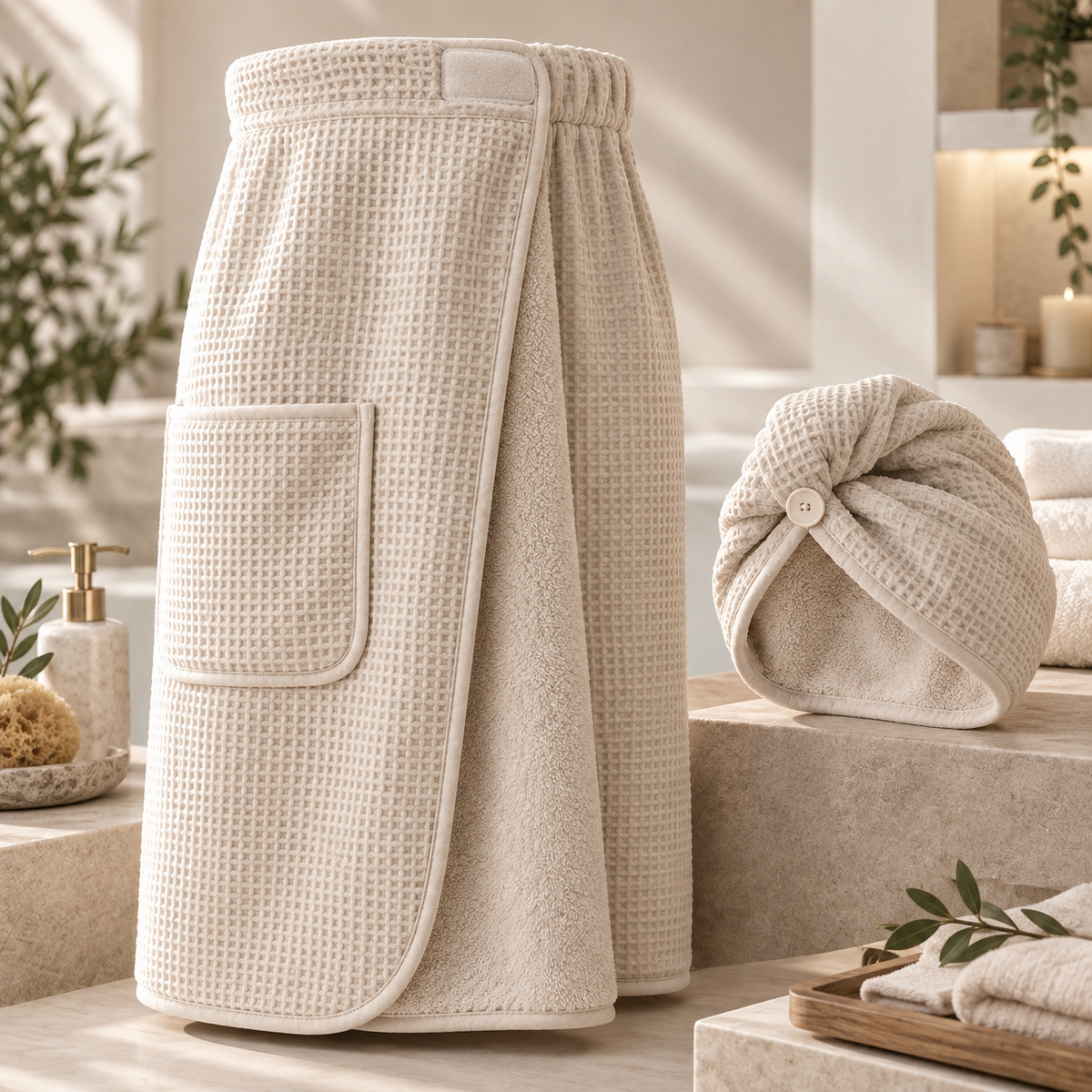 Weavlixa ™ Spa Wrap with Detachable Hair Towel
