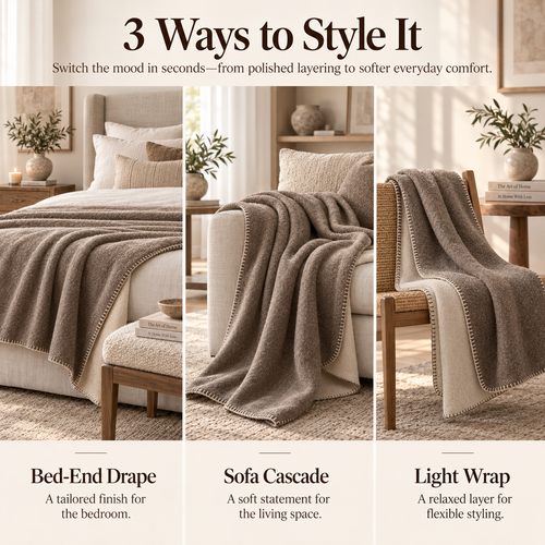 Weavlixa ™ Adjustable-Drape Cashmere Blend Throw