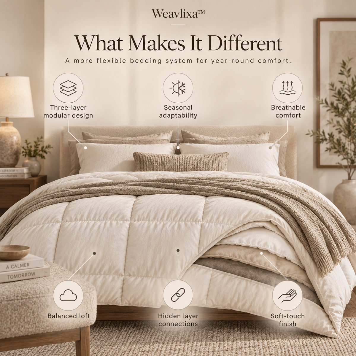 Weavlixa™ Layered Temperature-Regulating Duvet One Bed.
