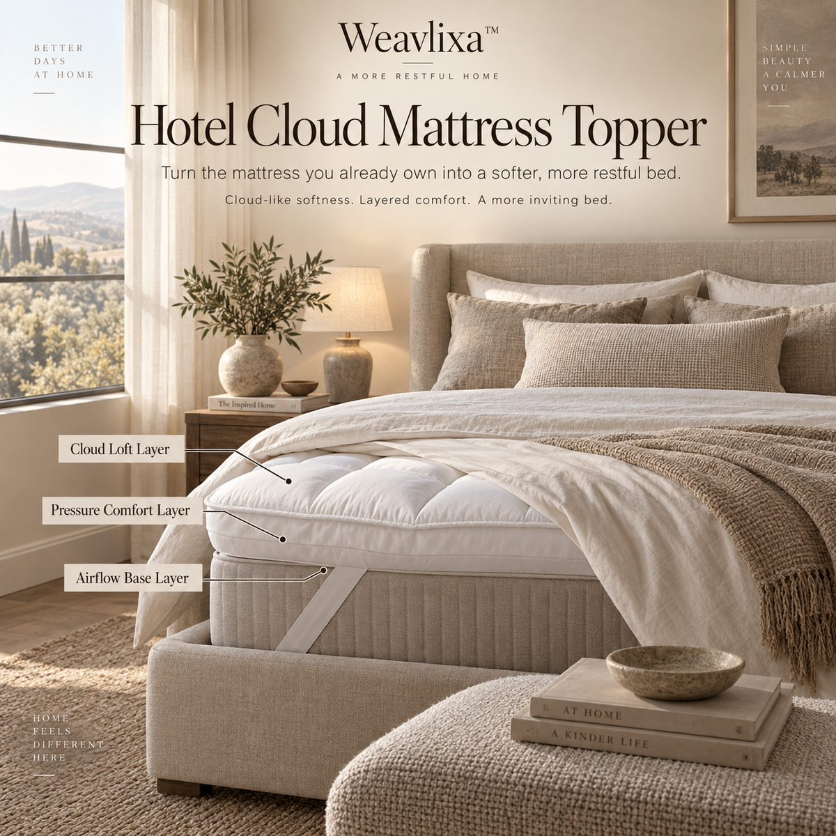 Weavlixa™ Hotel Cloud Mattress Topper