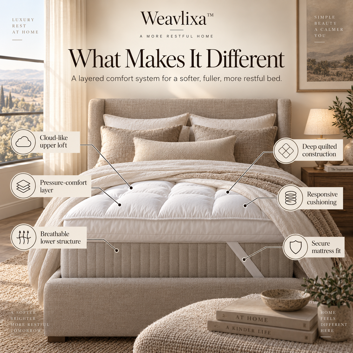 Weavlixa™ Hotel Cloud Mattress Topper