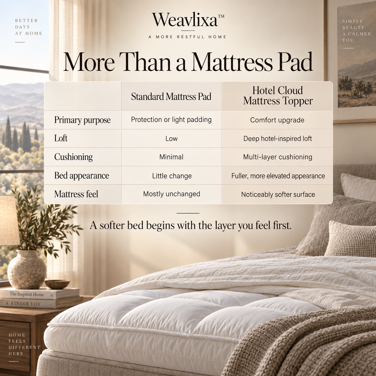 Weavlixa™ Hotel Cloud Mattress Topper