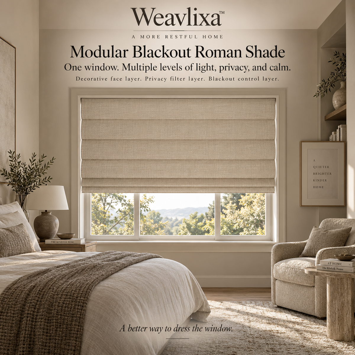 WEAVLIXA™ Modular Blackout Roman Shade