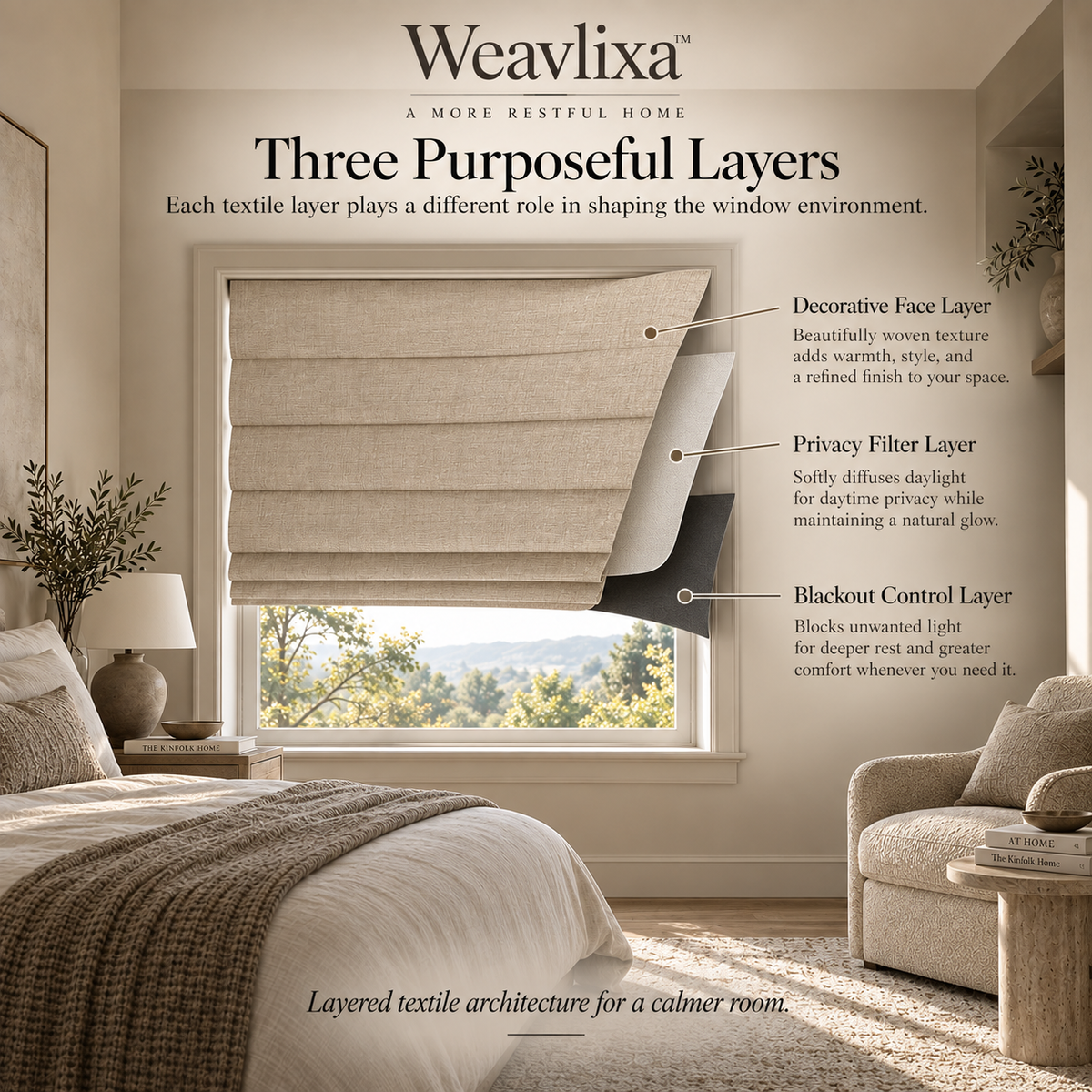WEAVLIXA™ Modular Blackout Roman Shade