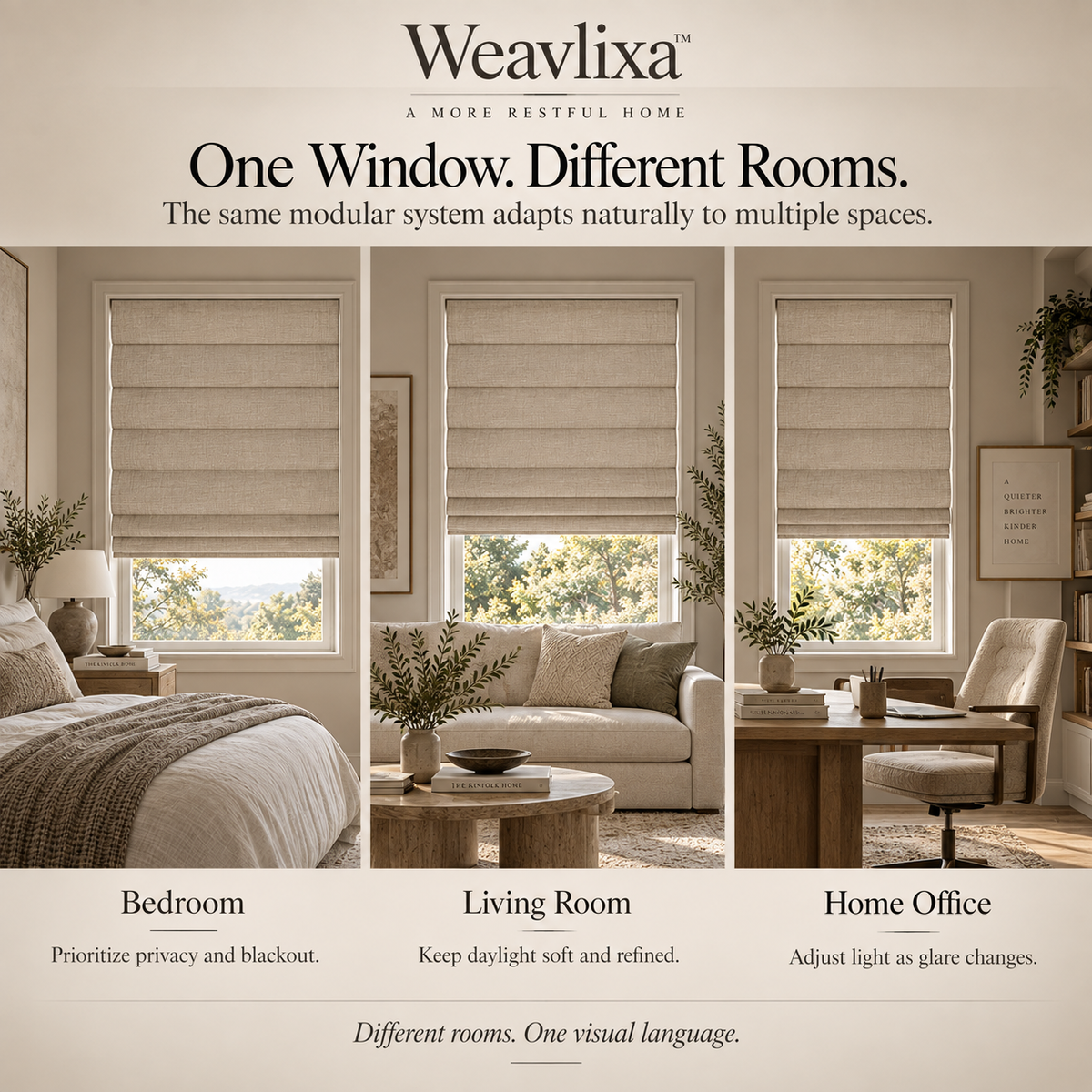 WEAVLIXA™ Modular Blackout Roman Shade