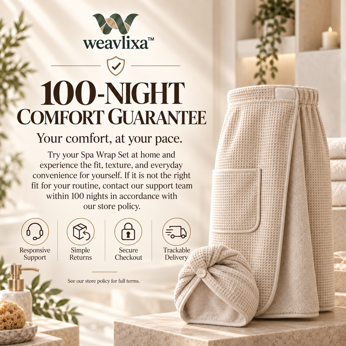 Weavlixa ™ Spa Wrap with Detachable Hair Towel
